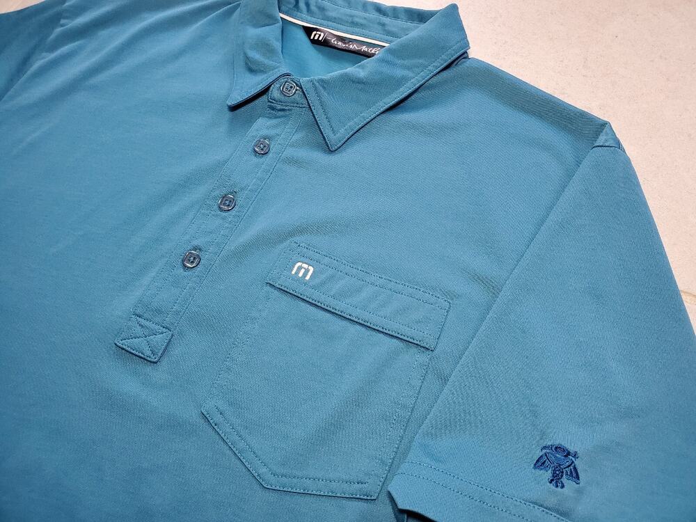 Travis Mathew Men's XL Golf Polo Short Sleeve Shirt The Thunderbirds Logo Blue